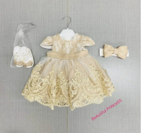 Gold Party Dress with Shoes and Headband